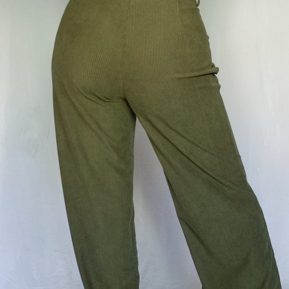 WIDE Leg Corduroy Pants - Olive - Picture 2 of 4